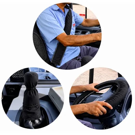 kit Capa de Volante+Câmbio+Cinto para Ônibus/Caminhão/Micro-ônibus