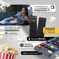 Controle Remoto Para Tv Botões Inteligentes Box Aparelho Completo Com Pilhas