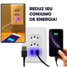 Kit Tomadas USB Universal De Parede Bivolt Multifuncional Com 2 Entrada USB
