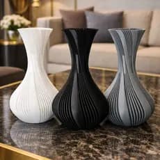 Vaso Decorativo Moderno 18cm – Vaso de Decoração | Vaso para Planta Artificial | Preto Branco Cinza