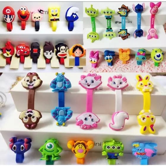Organizador de Fio de Cabo de Celular fone personagem para organizador para organizador o fio na bolsa enrolado fácil e protege