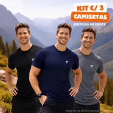 KIT c/ 3 Camisa de Compressão Manga Curta Masculina Malha Fria com Proteção UV Academia Futebol