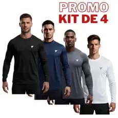 Promoção Kit c/ 4 Camisa Toque Fresco Dry Fit Manga Longa Proteção Contra O Sol Masculina
