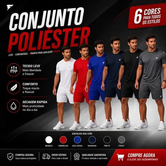 Conjunto Bermuda e Camiseta Dry Fit Street Fitness Academia Masculina