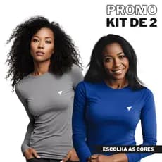 Blusa Feminina Gola Redonda Manga Longa  Básica Térmica Uv 50+ P M G GG
