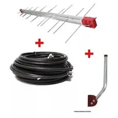 Antena Tv Digital log 28 elementos 4K Externa UHF Digital com Cabo e Mastro