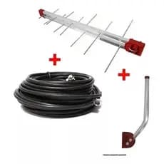 Antena Tv Digital log 16 elementos 4K Externa UHF Digital com Cabo e Mastro