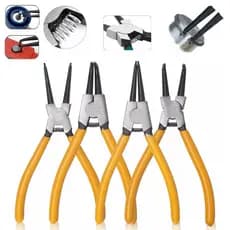 Kit De Alicates Para Anéis 7 Polegadas Jogo Com 4 Peças Extrator Interno Externo Curvo Reto