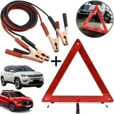 Kit Cabo Chupeta + Triângulo De Segurança Para Carros Automóvel Transferência Carga Bateria Sinalização