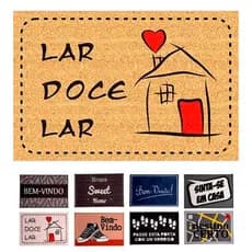 Tapete De Porta Capacho Emborrachado Bem Vindo 40cm X 60cm Estampado Para Porta