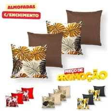 KIT c\ 4 ALMOFADAS CHEIAS DECORATIVAS COM ENCHIMENTO DE ESPUMA 45X45cm