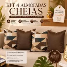 KITc\ 4 ALMOFADAS DECORATIVAS CHEIAS OU ALMOFADA AVULSA SALA OU SOFÁ ENCHIMENTO FIBRA ECOLÓGICA DECORAÇÃO PREMIUM
