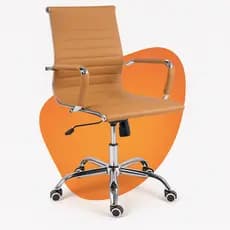 Cadeira De Escritório Recepção Moob Boston Diretor Giratória Com Função Relax Caramelo