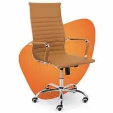Cadeira De Escritório Presidente Moob Boston Giratória Ergonômica Com Função Relax Caramelo