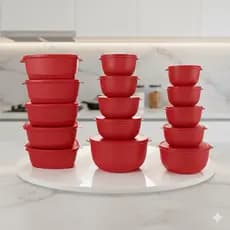 Kit 15 Potes Plásticos com Tampa | Organizadores de Cozinha | Potes 500ml a 2.8L  Freezer Microondas Potes Black
