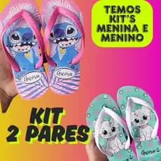 Chinelo infantil 25 ao 32 kit 2 pares menina Lançamento