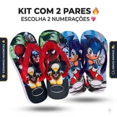 Chinelo Infantil Menino Estampado | Compre 1 ou Kit com 2 Pares | Escolha Numeração | Confortável e Resistente