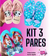 Kit Pares Chinelo Infantil sortidos Chinelinho Menina Lançamento Criança