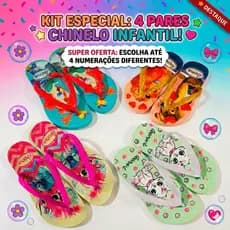 Chinelo Menina Infantil 4 Pares Menina Chinelinho Personagens Chinela 25 26 27 28 29 30 31 32 Lançamento Infantil