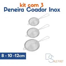 Conjunto 3 Peneiras Coador Metal de Cozinha P M e G 8cm 10cm 12cm Utensílios de Cozinha
