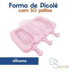Forma de Picolé Sorvete Forminhas Silicone Antiaderente Picoleteria Molde com 50 Palitos Madeira