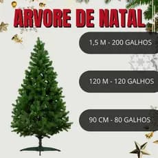 Árvore De Natal Pinheiro Canadense Base de Ferro 1,50m 1,20m 90cm com Hastes Flexíveis Decoração Natal