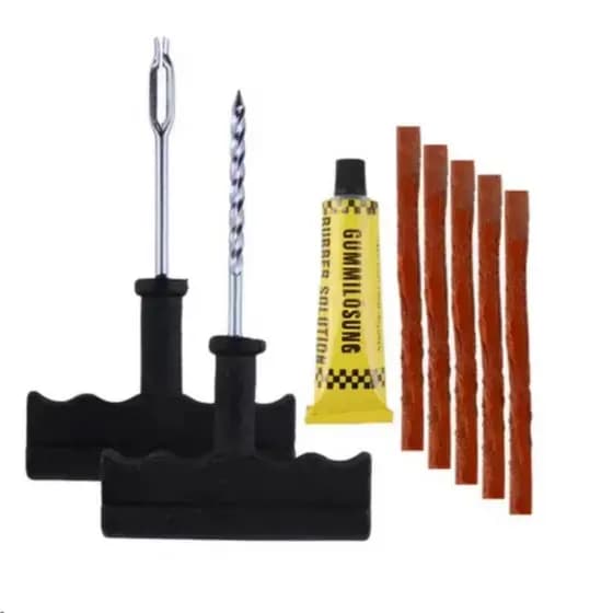 Kit Viagem Reparo Pneu Furado 6 Peças Carro Moto