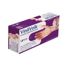 Luva de Procedimento Descartável em Vinil Sem Pó c/100 un Volk do Brasil Tam P