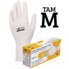 Luvas Descartáveis de Látex Descartavel Volk Tamanho M com 100 Unidades