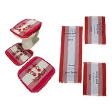 Kit Com 02 Jogos Tapete Banheiro E Cozinha 3 Peças Simples Direto Da Fabrica