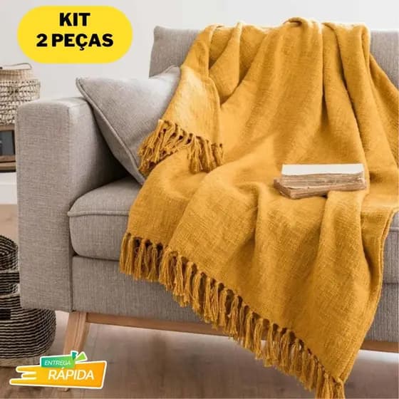 Kit 2 Mantas Para Sofá Luxo Gigante 120x210 Tipo Capa De Sofá Protetora