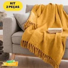 Kit 2 Mantas Para Sofá Luxo Gigante 120x210 Tipo Capa De Sofá Protetora