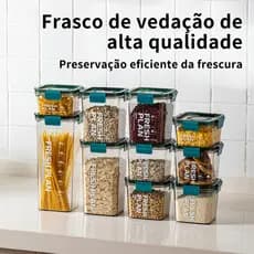 Potes Herméticos Quadrado Empilháveis Resistente Acrílico Cozinha Porta Mantimentos Dispensa Alimentos e Bebida
