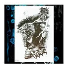 Tatuagem Temporária Dark Delicada Com 20 Cm Leão Tribal
