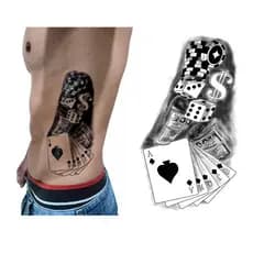 Tatuagem Falsa Temporaria Realista - Cartas Poker Baralho 3d