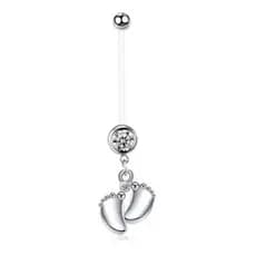 Piercing De Umbigo Flexível Gestante Menino Menina Azul Rosa