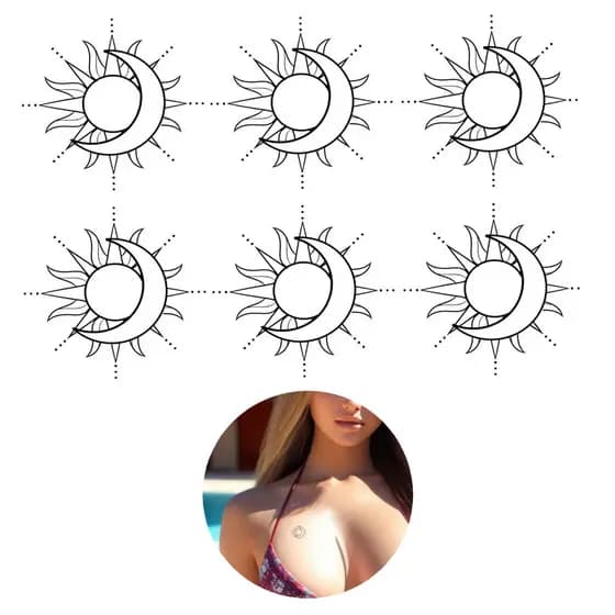 Tatuagem temporária sol lua moda do ano