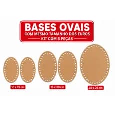 Kit Base Oval MDF 5 Unidades Diversos Tamanhos para Crochê Fio de Malha e Artesanato