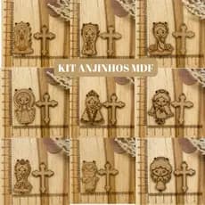 Kit Religioso para Montagem de Rosário Santos e Crucifixo em MDF para Artesanato Peça Religiosa Artesanal