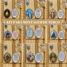 Kit Peças Montagem de Terço Religioso Zamac Niquelado Acessórios para Artesanato