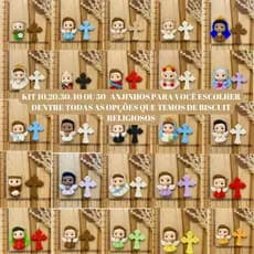 Kit Entremeios de Biscuit Religioso + Cruz – Monte seu Kit Personalizado Lembrancinhas Comunhão Crisma Religioso