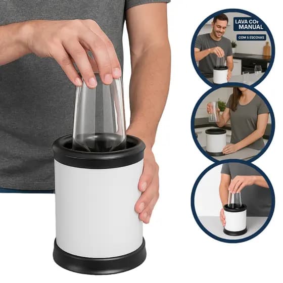 Lava Copos Manual 5 Escovas Com Ventosa Prático Lanchonete Padaria Bar Hotéis Cozinha Envio Imediato