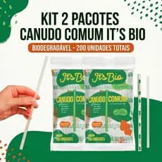 Kit 2 Pacotes Canudo Comum Bebidas Sucos Refrigerantes It's Bio Biodegradável 200un