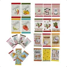 Kit 24 Panos de Prato Felpudos Teka Primore Estampados - Toalhas Cozinha Alta Qualidade Premium