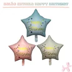 Kit c/12 Misto Balão Metalizado Estrela Happy Birthday 45cm Decoração Enfeite Festa