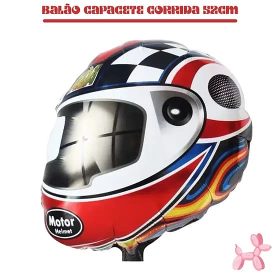 Balão Metalizado Capacete 52cm Corrida Festa Decoração Enfeite Aniversário