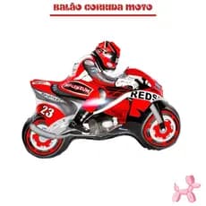 5 Balão Metalizado Grande Moto Corrida 63cm Vermelha Festa Decoração Enfeite Aniversário