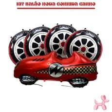 Kit c/5 Balão Carro Corrida Base 106cm + Roda 45cm Festa Decoração Enfeite Aniversário