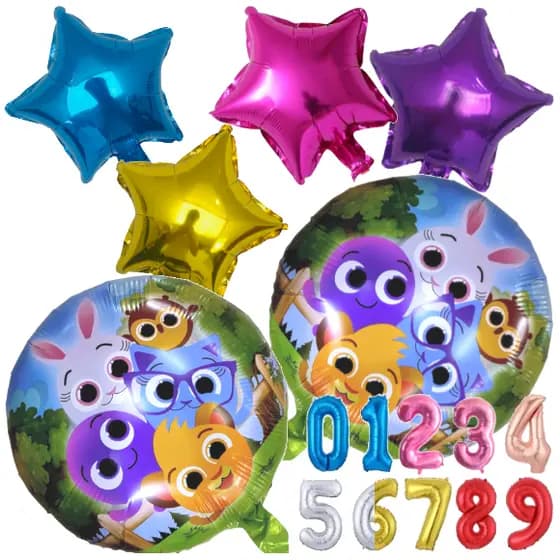 Kit c/7 Balão Metalizado Bolofofo 45cm + Estrelas+ Número Festa Decoração Enfeite