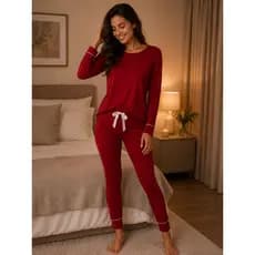 Pijama Feminino Slim Adulto Viés Vivo – Conjunto com Calça e Blusa Manga Comprida, Macio,Confortável